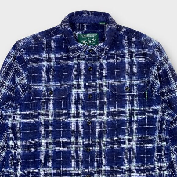 Woolrich Shirt Jacket Mens Medium Flannel Blue Plaid Heavy Shacket Outdoors - Picture 5 of 14